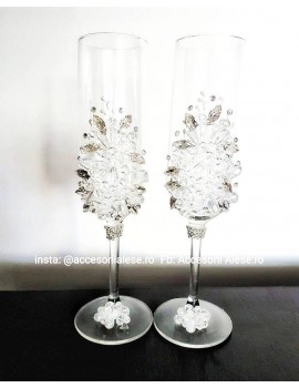 Pahare accesorizate nunta cristale regala miri - nasi