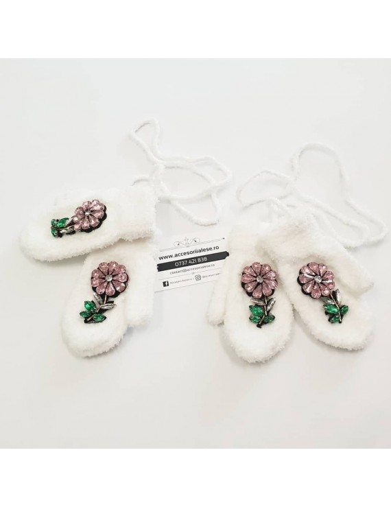 Manusi de iarna, personalizate cu cristale, pentru fetite - cadou craciun fiica nepoata
